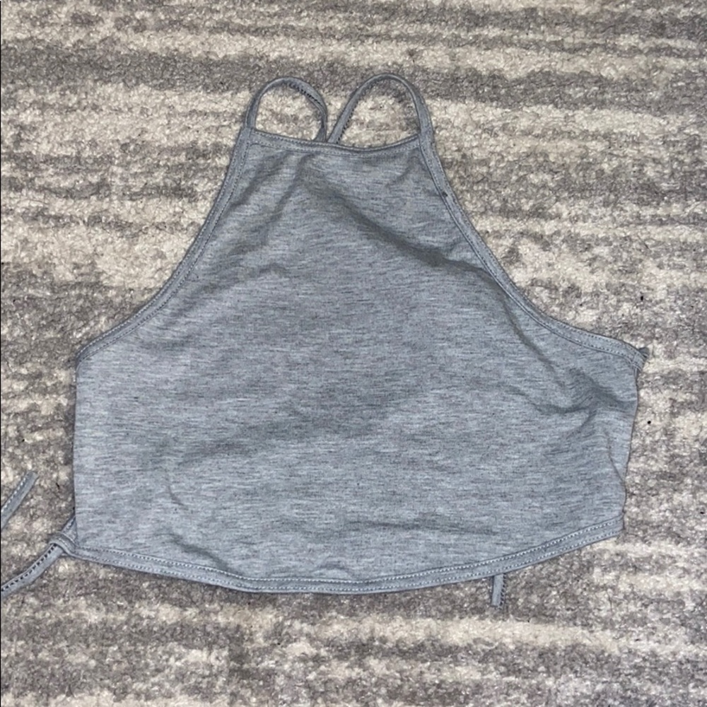 ZAFUL gray crossed halter top